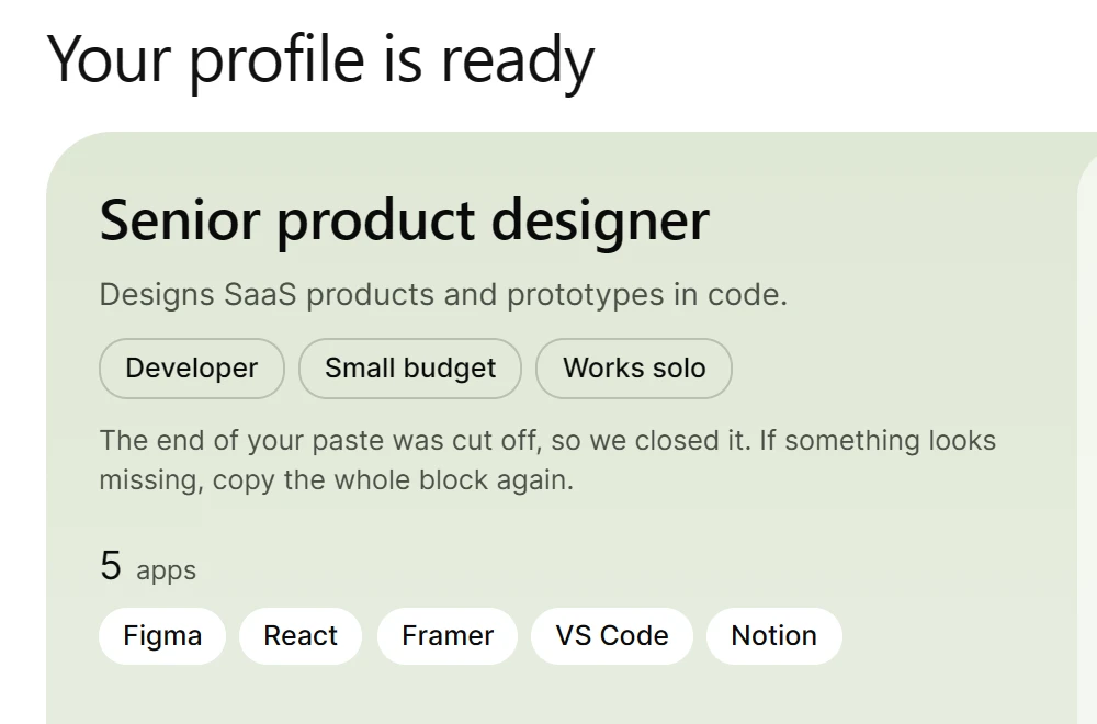 Fix: the profile is saved, with a note that the cut-off end was closed.